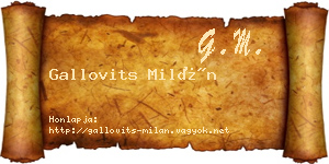 Gallovits Milán névjegykártya